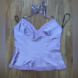 Y2K Gorgeous Vintage Bebe Lavender Silk Halter Top M DEADSTOCK